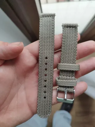 Correa de reloj 18mm beige con hebilla plateada