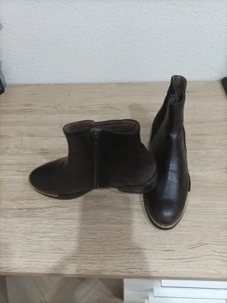 Botines piel y ante marrón