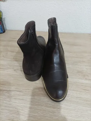 Botines piel y ante marrón