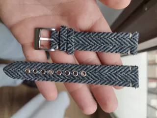 Correa de reloj 18mm tela gris y negro