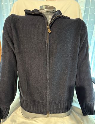 Maglione vintage blu con zip