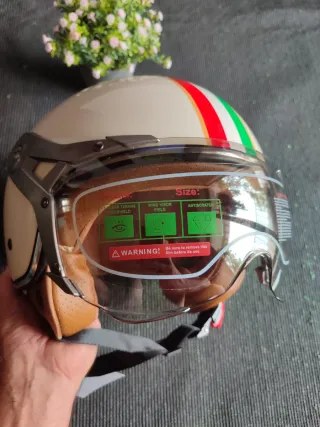 Casco Moto Jet Retro Talla M Tricolor Unisex