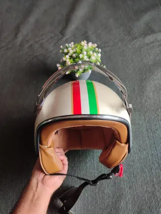 Casco Moto Jet Retro Talla M Tricolor Unisex