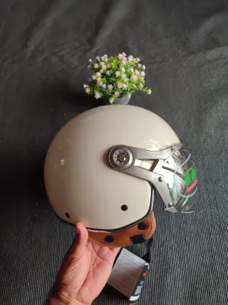 Casco Moto Jet Retro Talla M Tricolor Unisex