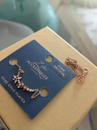 Collar Accessorize chapado oro rosa circonita