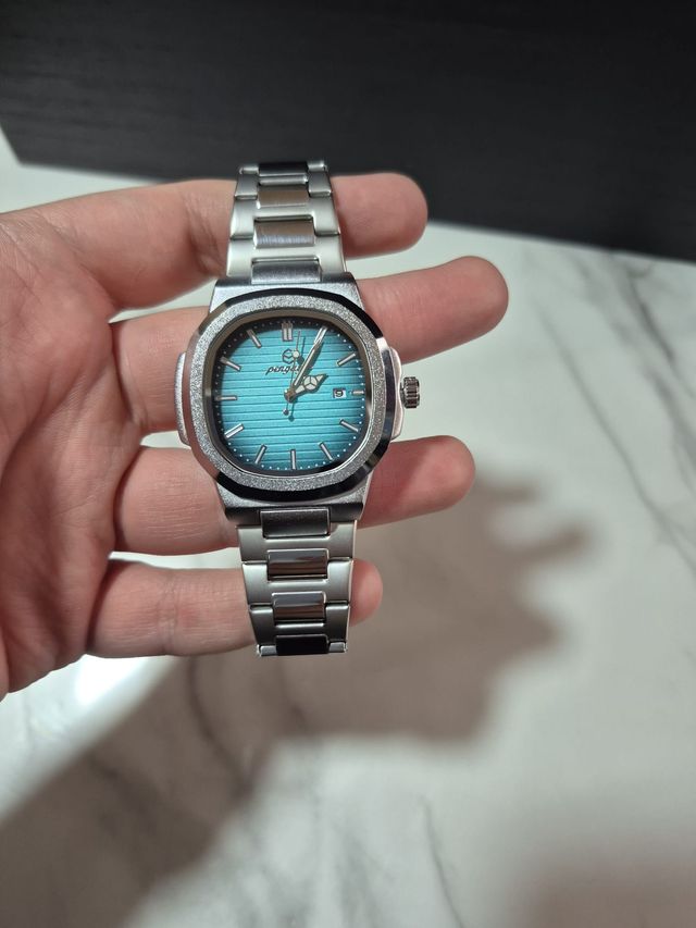 Orologio stile Nautilus 42 mm Blu Degradato