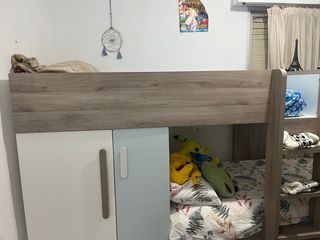 Litera infantil con armario y cajones