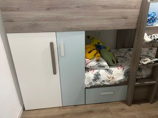 Litera infantil con armario y cajones