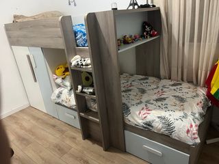 Litera infantil con armario y cajones