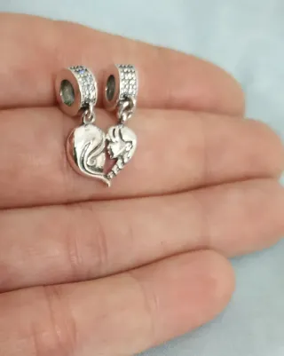 2 Charm Corazón Madre Hija Pulsera Pandora collar