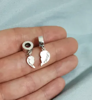 2 Charm Corazón Madre Hija Pulsera Pandora collar