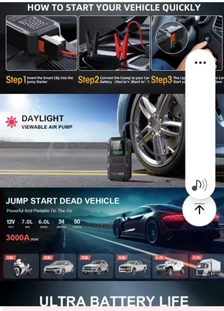 Arrancador Coche 4 en 1 + Compresor