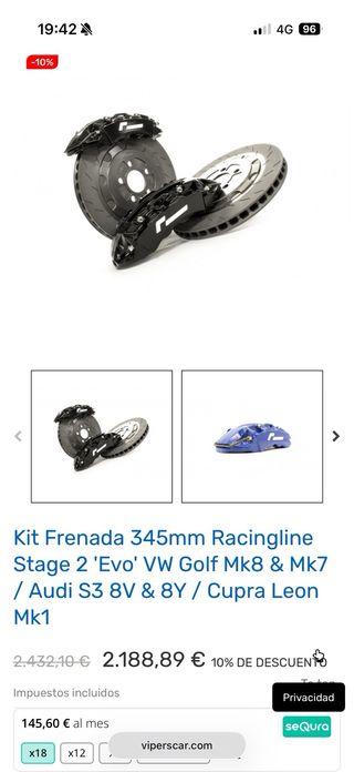 Frenada racingline 4 pistones stage2 evo.