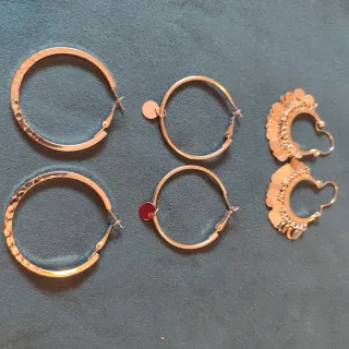 Conjunto 3 Pendientes Aros Stradivarius Plateados