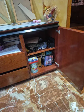 Mueble recibidor madera y cristal