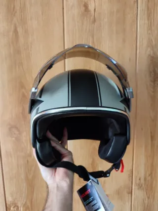 Casco Moto Jet Retro Talla M Gris Estrella