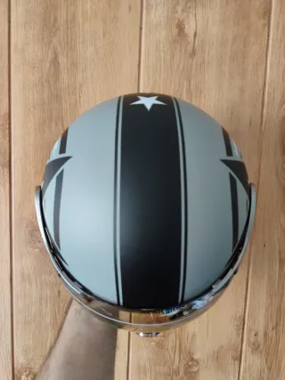Casco Moto Jet Retro Talla M Gris Estrella
