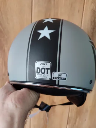 Casco Moto Jet Retro Talla M Gris Estrella