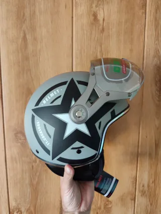 Casco Moto Jet Retro Talla M Gris Estrella