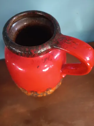 Jarrón W Germany Cerámica Rojo Negro