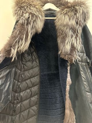 Montone donna pelliccia volpe grigia taglia 42