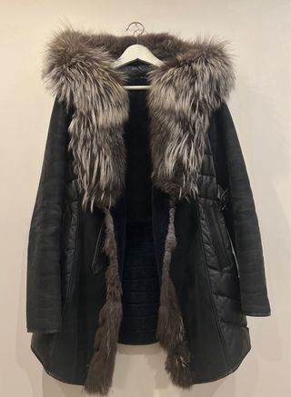 Montone donna pelliccia volpe grigia taglia 42