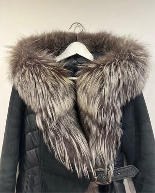 Montone donna pelliccia volpe grigia taglia 42