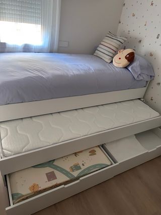 Cama nido 90cm blanca con cajones