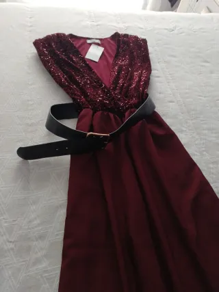 Mono fiesta lentejuelas vino Talla 40