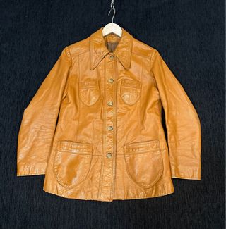 Chaqueta Piel Vintage Marrón Talla S/M