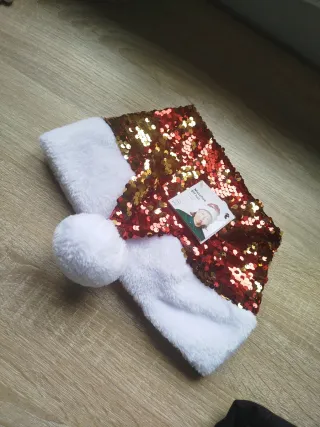 Gorro Papá Noel Lentejuelas. Con etiqueta. Nuevo