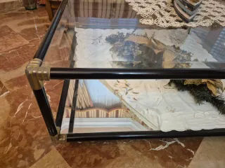 Mesa de centro cristal y metal