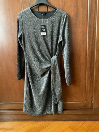 Abito Esmara nero glitter con nodo