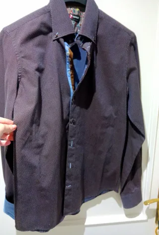 Camisa 7 Camicie Hombre Azul/Marrón