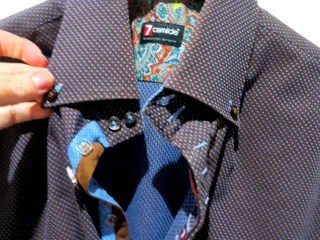 Camisa 7 Camicie Hombre Azul/Marrón