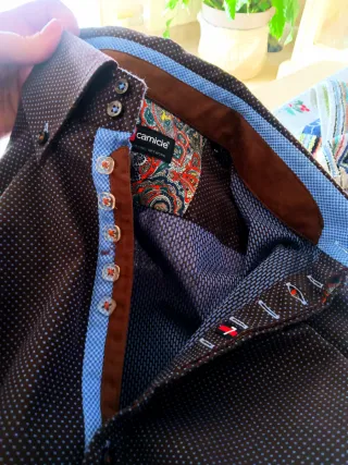 Camisa 7 Camicie Hombre Azul/Marrón