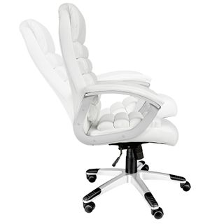 Silla de oficina, acolchada, giratoria, ajustable, ergonómica, blanco