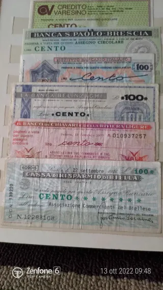 Banconote e miniassegni banche valori vari