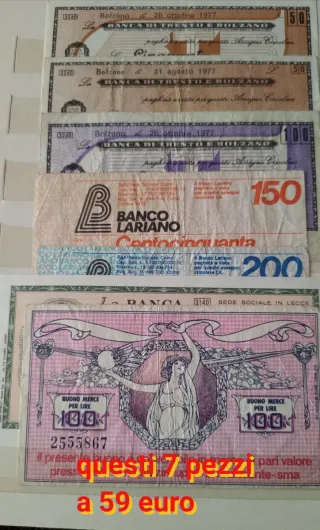 Banconote e miniassegni banche valori vari