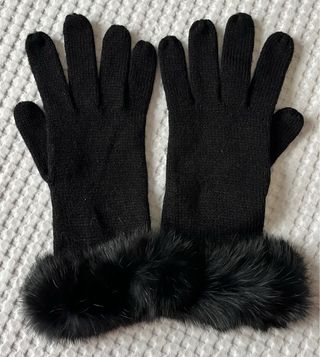 Elegantes guantes negros con pelo sintético T. M