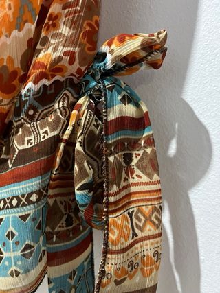 Blusa Verano Cuello Cordón Estampada Talla L