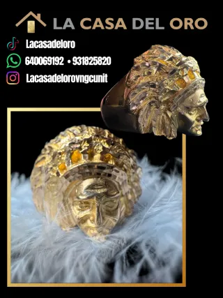 Anillo Sello Indio Oro 18kt