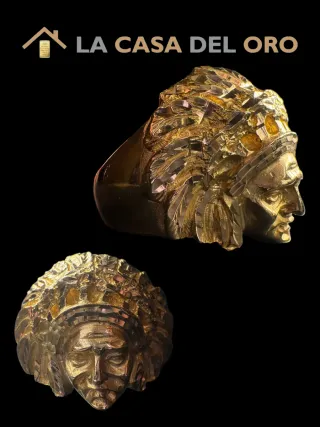 Anillo Sello Indio Oro 18kt