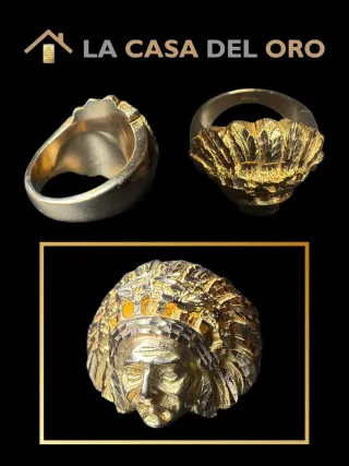 Anillo Sello Indio Oro 18kt