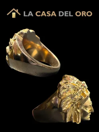 Anillo Sello Indio Oro 18kt