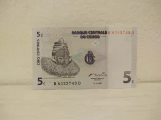 Billete 5 Centimes Congo 1997