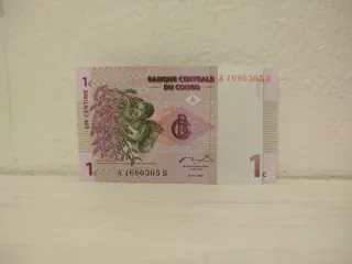 1 billete 1 centime Congo