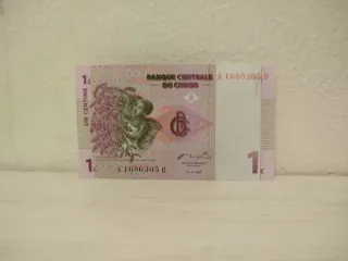 1 billete 1 centime Congo