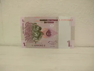 1 billete 1 centime Congo