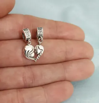 Charm Madre Hija Corazón Pulsera Pandora o collar